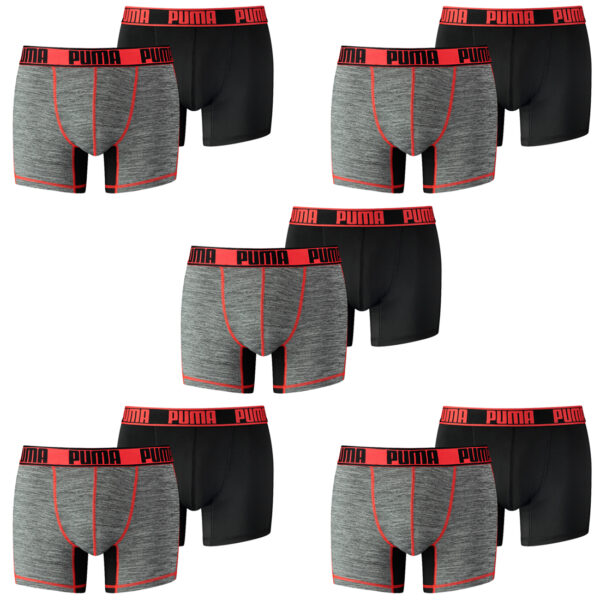 10 er Pack Puma Herren Active Grizzly Melange Boxer Shorts Unterwäsche Sport