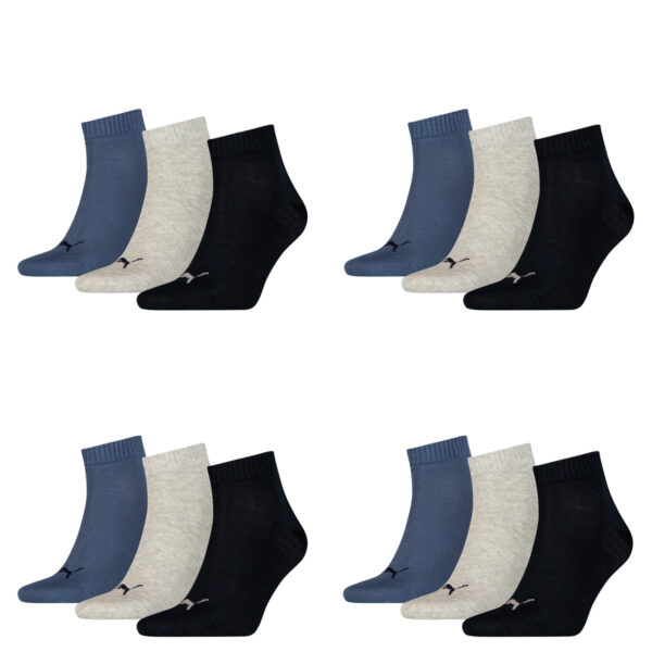 12 Paar Puma Unisex Quarter Socken Sneaker Gr. 35 - 49  für Damen Herren Füßling...