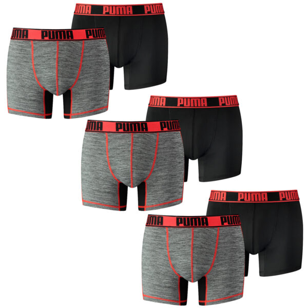 6 er Pack Puma Herren Active Grizzly Melange Boxer Shorts Unterwäsche Sport